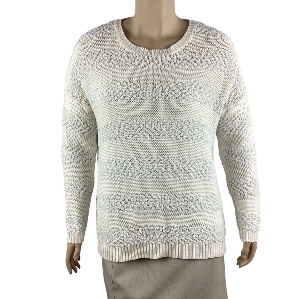 Forever 21 Mixed Knit Sweater Size L White